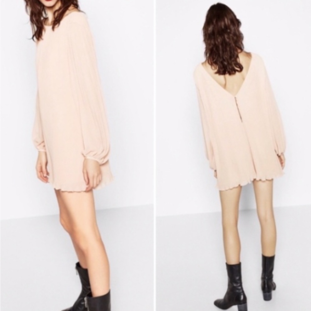 Zara Pleated Long Sleeve Short Romper Small - Picture 5 of 8